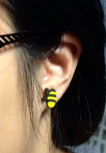 Bee nose dive on a disembodied ear